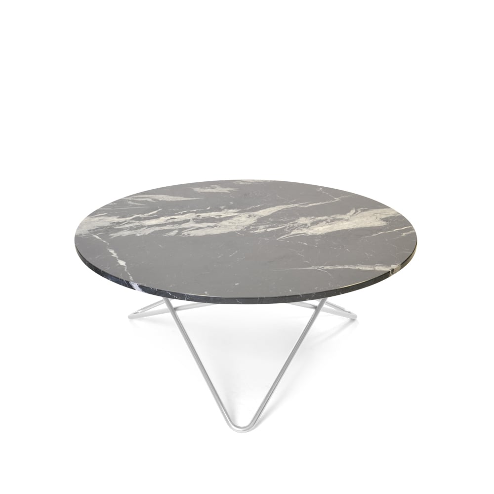 OX Denmarq O Table -sohvapöytä marmori musta ruostumattomasta teräksestä valmistettu jalusta