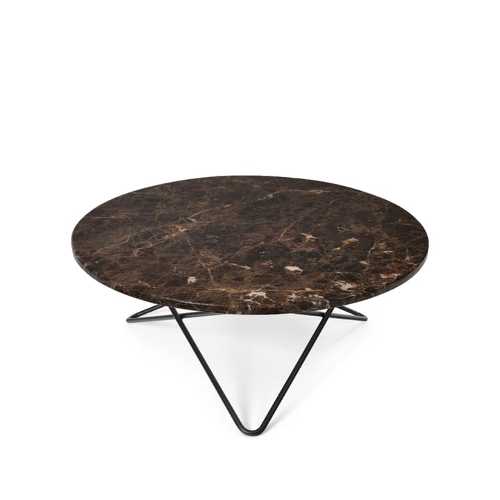 O Table -sohvapöytä - marmori ruskea, mustaksi maalattu jalusta - OX Denmarq