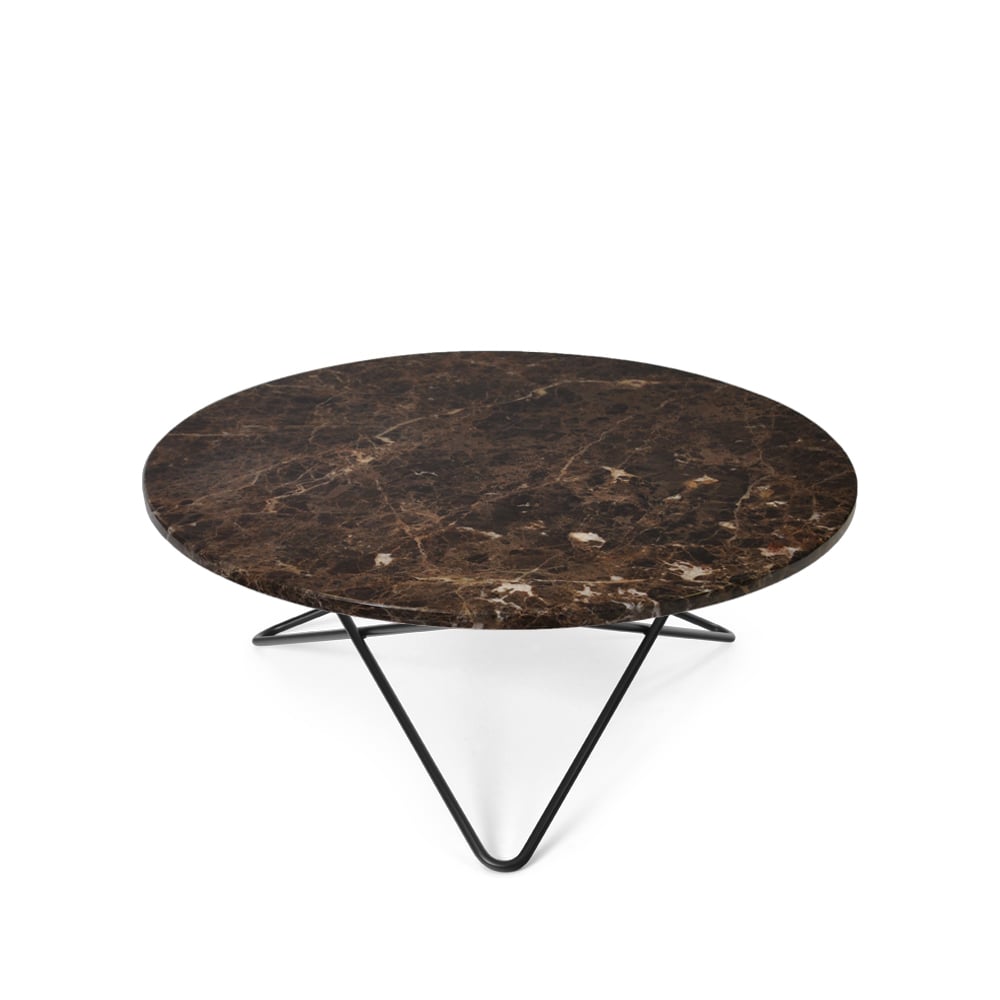 OX Denmarq O Table -sohvapöytä marmori ruskea mustaksi maalattu jalusta