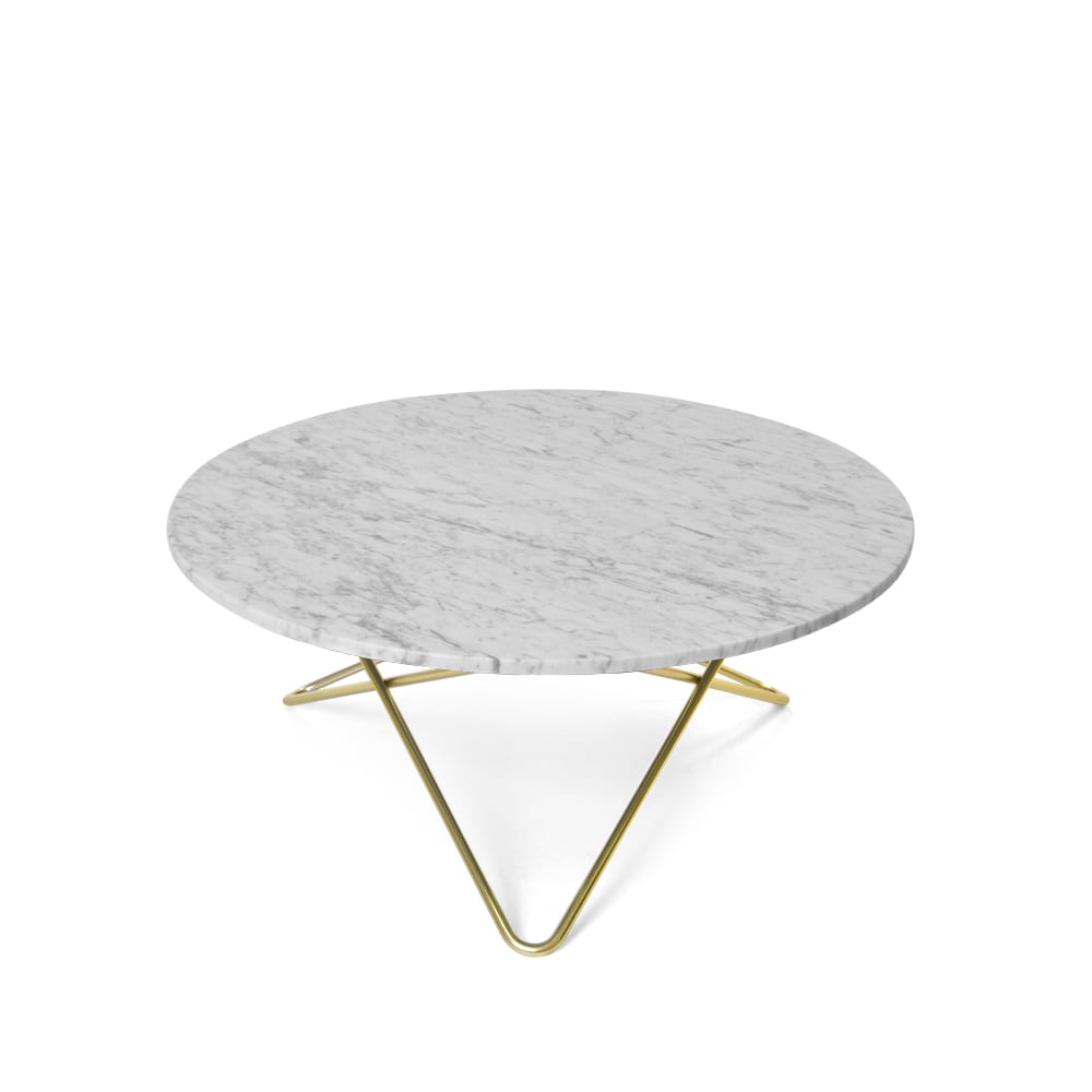 OX Denmarq O Table -sohvapöytä marmori valkoinen messinkijalusta