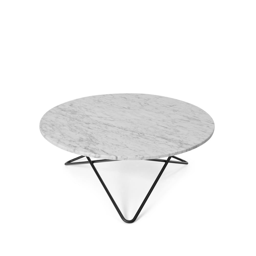 OX Denmarq O Table -sohvapöytä marmori valkoinen mustaksi maalattu jalusta