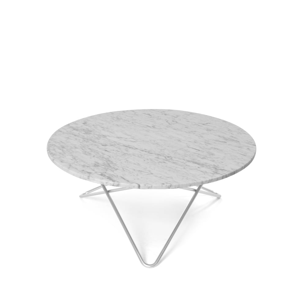 OX Denmarq O Table -sohvapöytä marmori valkoinen ruostumattomasta teräksestä valmistettu jalusta