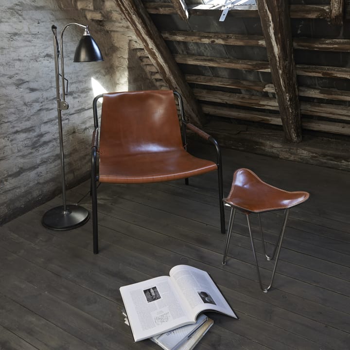 September lounge-tuoli - nahka musta, mustaksi maalattu teräsjalusta - OX Denmarq