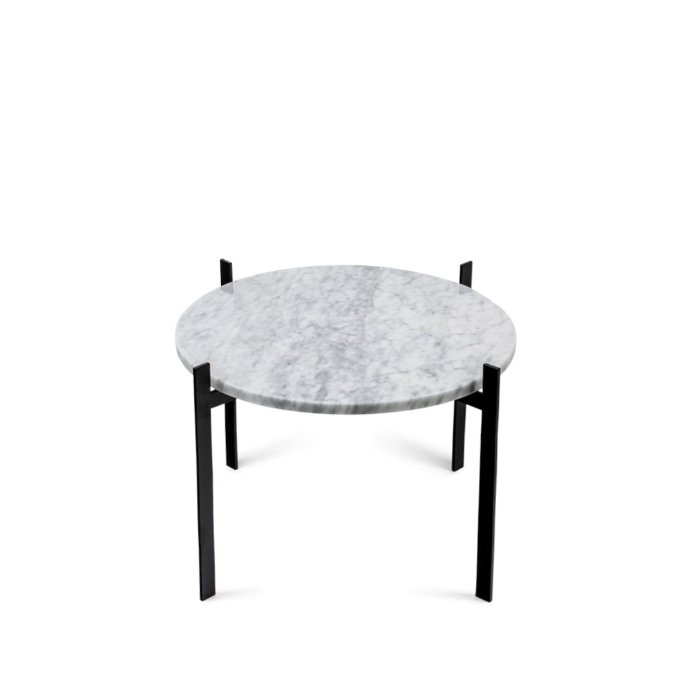 OX Denmarq Single Deck -tarjotinpöytä marmori valkoinen musta jalusta