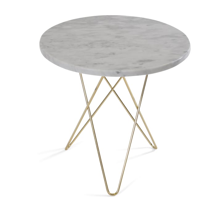 Tall mini O sivupöytä Ø50 K50, messinkijaloilla - valkoinen marmori - OX Denmarq