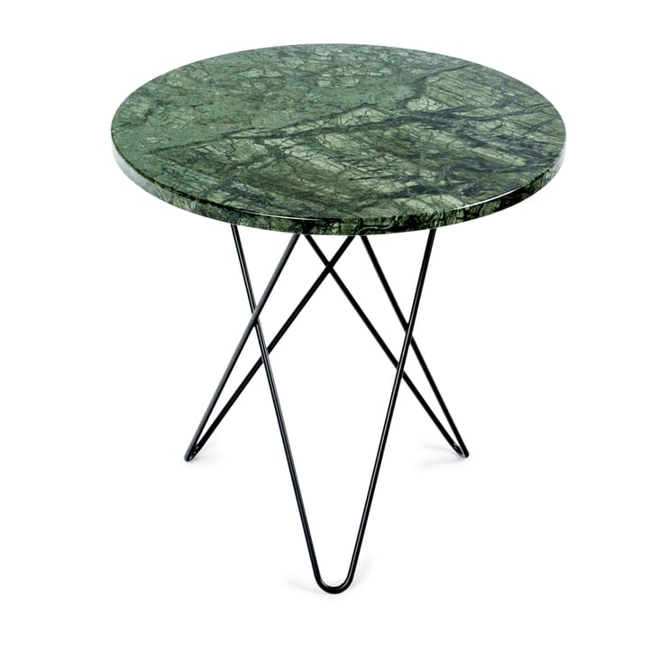 Tall mini O sivupöytä Ø50 K50, musta jalusta - vihreä marmori - OX Denmarq
