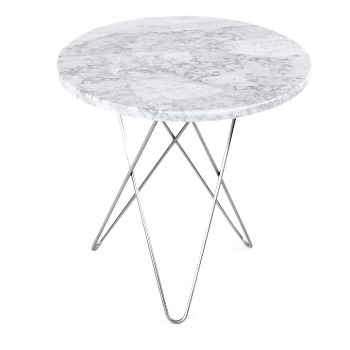 Tall mini O sivupöytä Ø50 K50, ruostumattomilla teräsjaloilla - valkoinen marmori - OX Denmarq