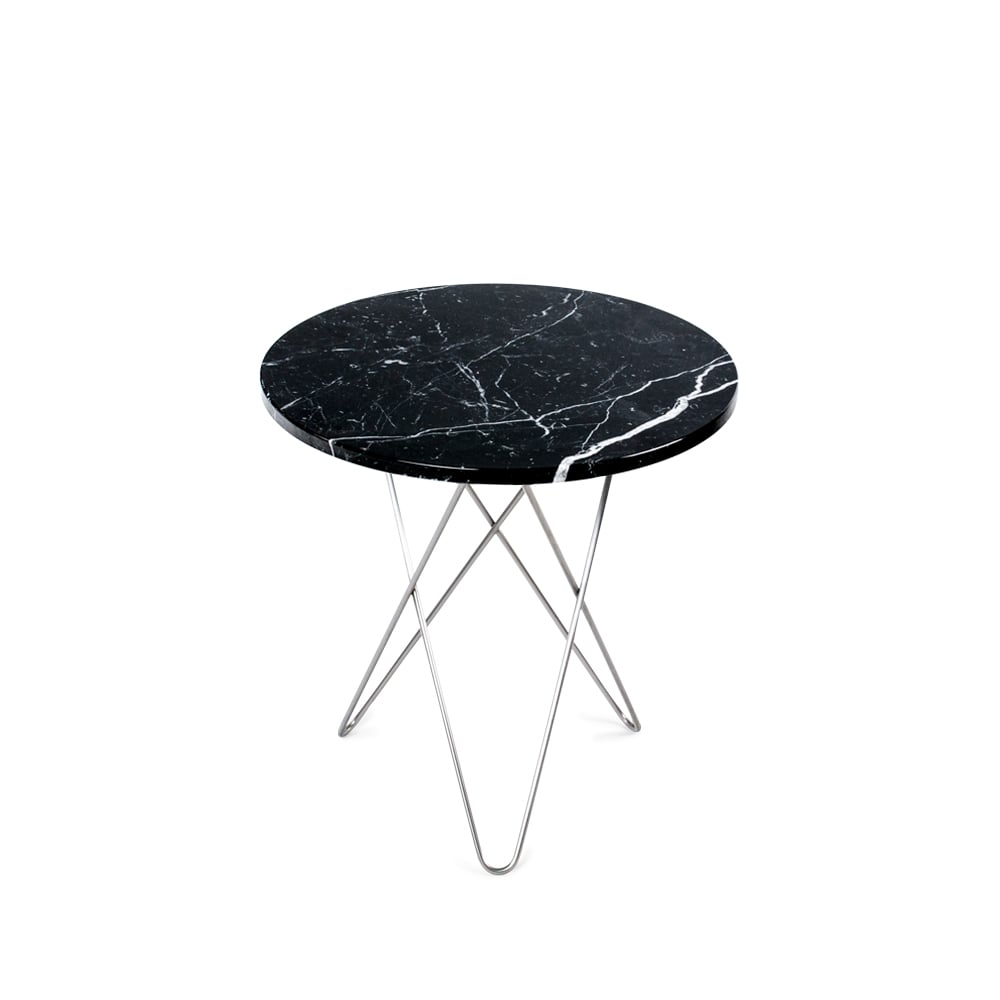 OX Denmarq Tall Mini O Table -sohvapöytä marmori musta ruostumattomasta teräksestä valmistettu jalusta