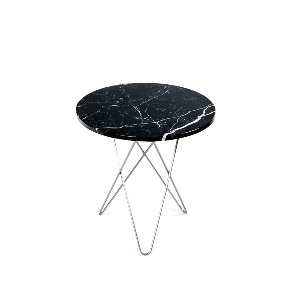 OX Denmarq Tall Mini O Table -sohvapöytä Marmori musta, ruostumattomasta teräksestä valmistettu jalusta