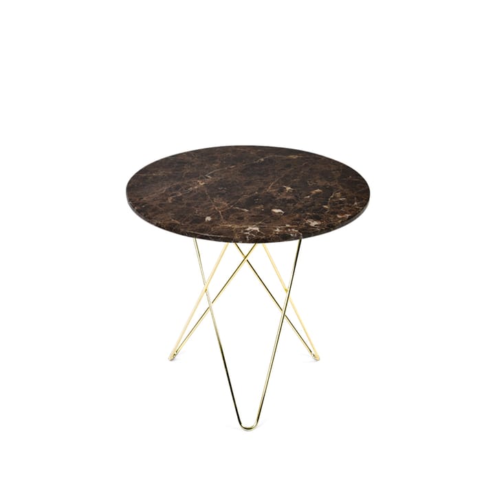 Tall Mini O Table -sohvapöytä - marmori ruskea, messinkijalusta - OX Denmarq
