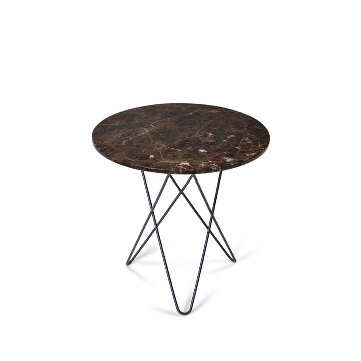 Tall Mini O Table -sohvapöytä - marmori ruskea, mustaksi maalattu jalusta - OX Denmarq