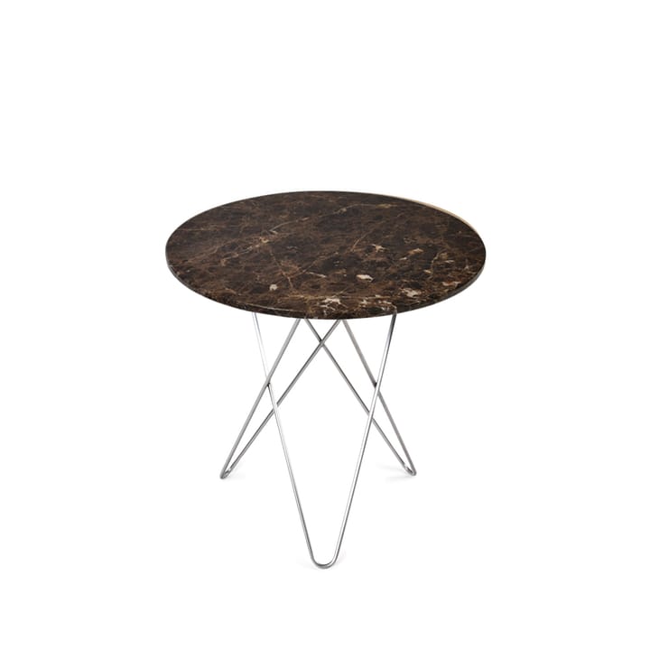 Tall Mini O Table -sohvapöytä - marmori ruskea, ruostumattomasta teräksestä valmistettu jalusta - OX Denmarq
