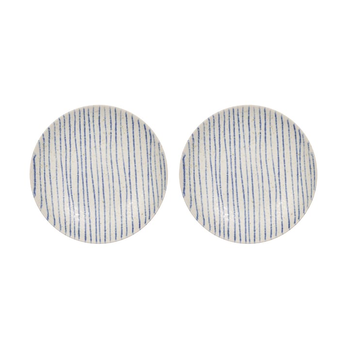 Nori striped kulho small Ø12,9 cm 2-pack. - Clay-optic Blue - OYOY