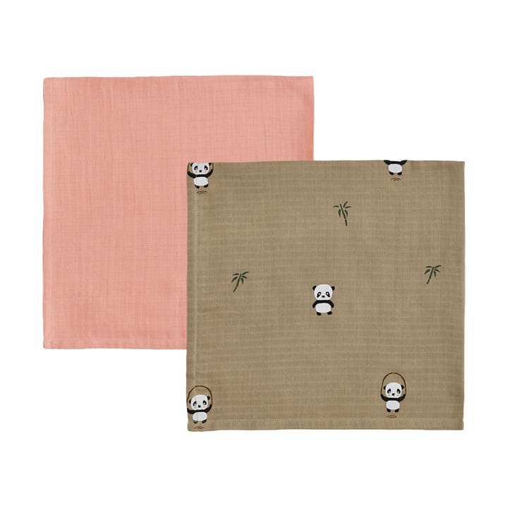 Panda lastenpeitto 2-pakkaus - Khaki-rose - OYOY