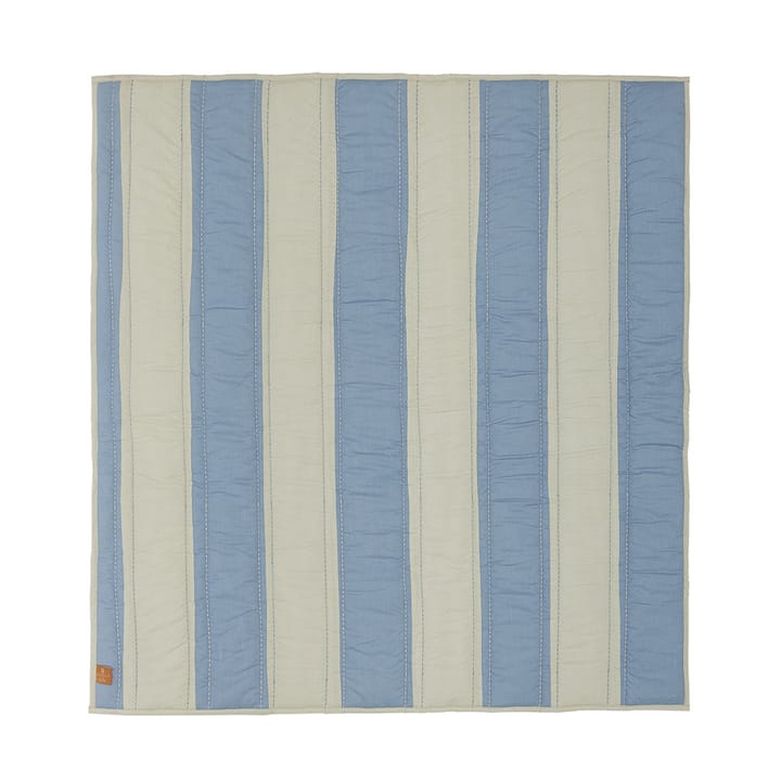 Raidallinen tikattu huopa 130x140 cm - Sinisavi - OYOY