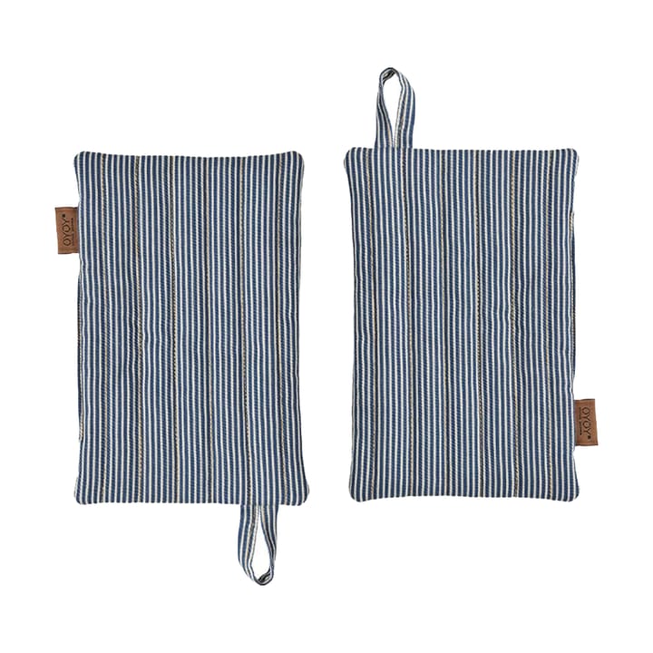 Striped denim patalappu 2 kpl - Blue - OYOY