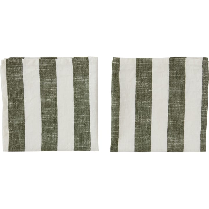 Striped servetti 45 x 45 cm 2-pakkaus - Olive - OYOY