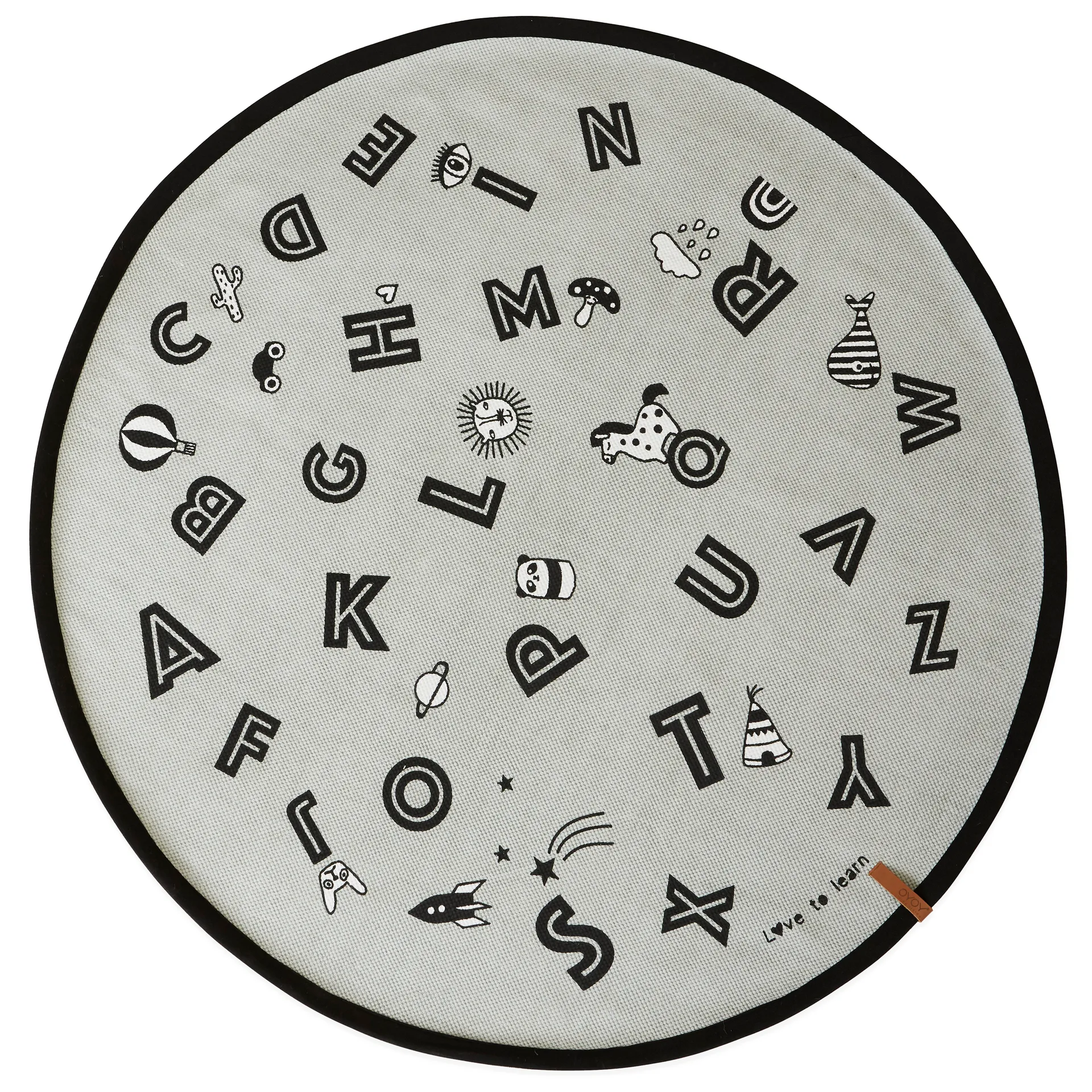 The alphabet -matto Ø 120 cm, Harmaa OYOY
