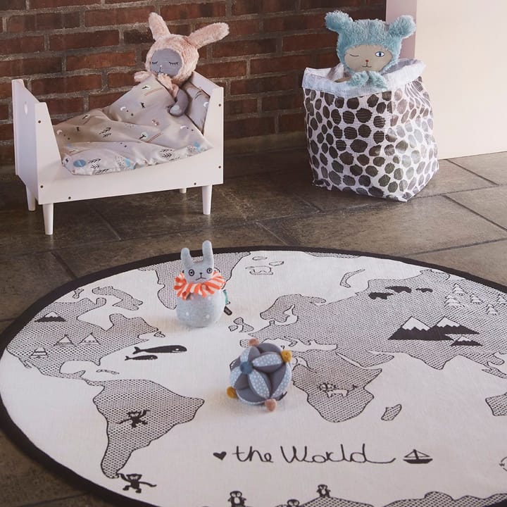 The world lasten matto Ø 135 cm, beige-harmaa OYOY