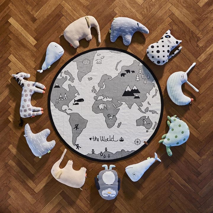 The world lasten matto Ø 135 cm, beige-harmaa OYOY