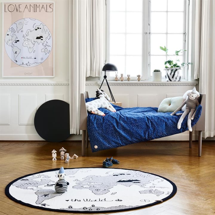 The world lasten matto Ø 135 cm, beige-harmaa OYOY