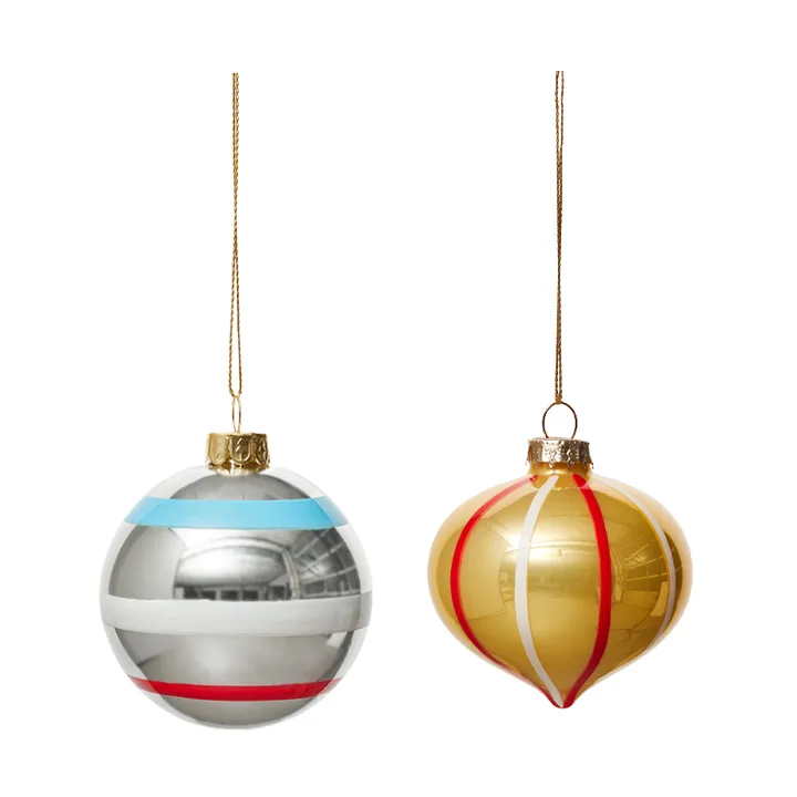 Vintage Christmas lasipallo No. 2 joulupallo 2 osaa - Monivärinen - OYOY