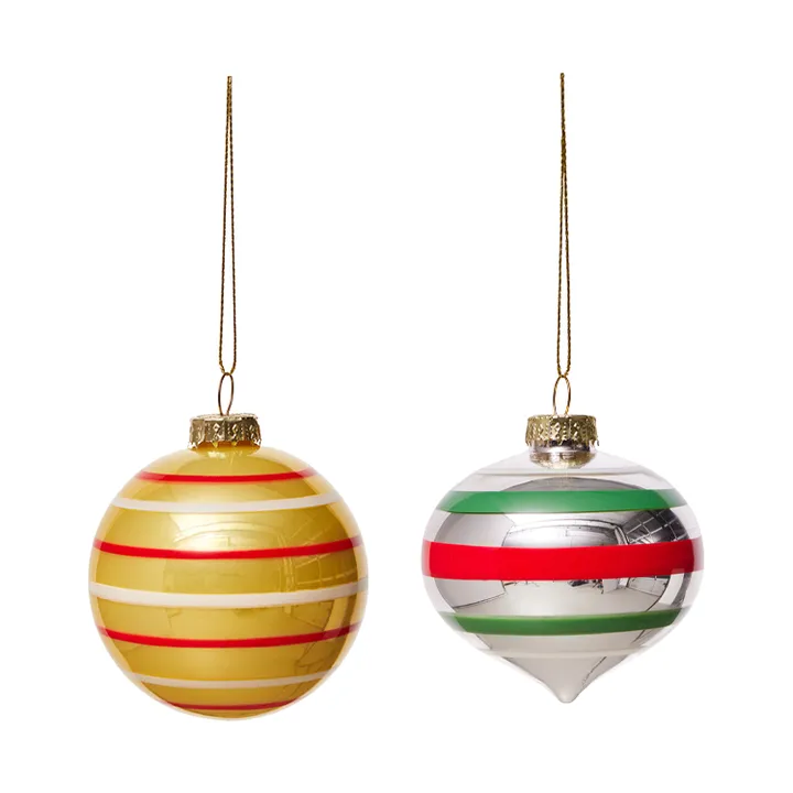 Vintage Christmas lasipallo No. 3 joulupallo 2 osaa - Monivärinen - OYOY