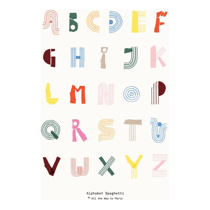Alphabet Spaghetti ENG Multi-colour -juliste  - 50x70 cm - Paper Collective