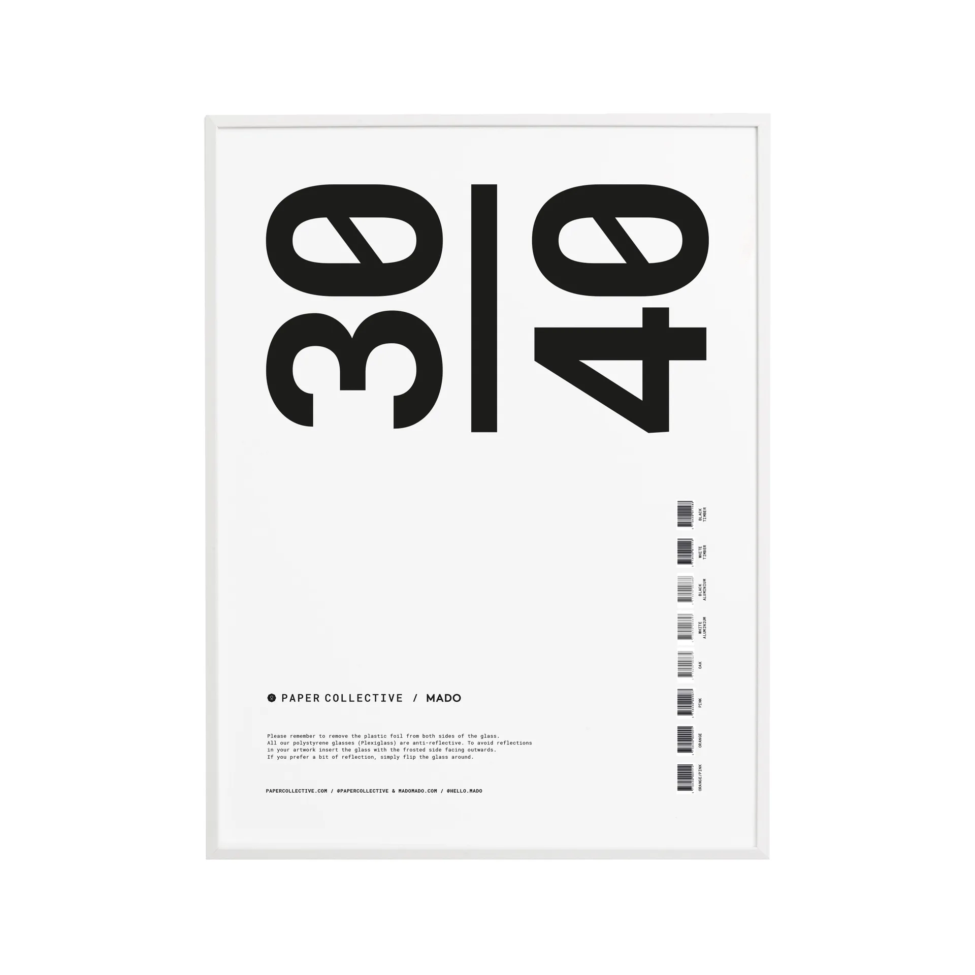 Paper Collective -kehys, pleksilasi-valkoinen, 30x40 cm Paper Collective