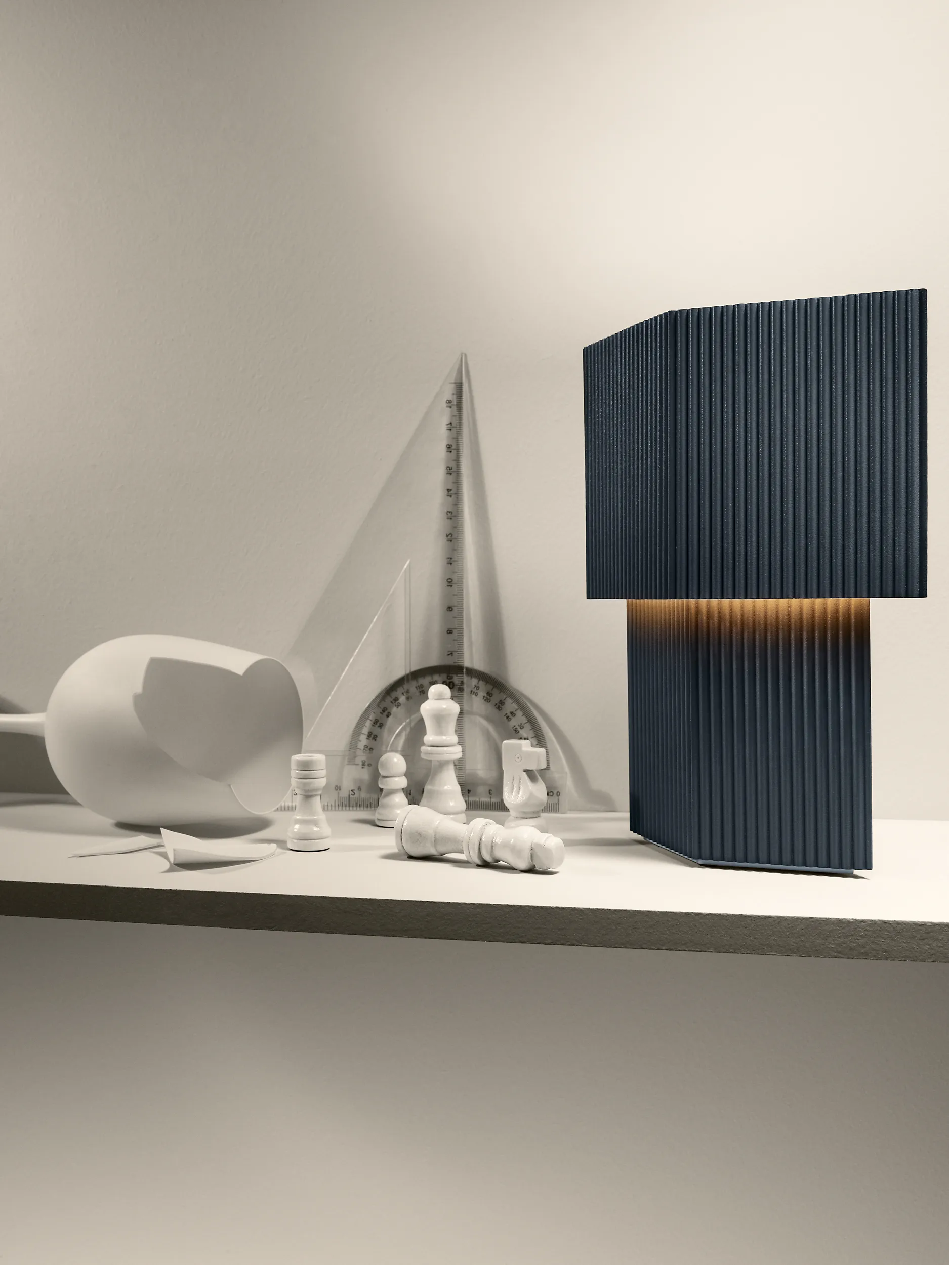 Romb Mini kannettava -pöytävalaisin 19 cm, Blue stone Pholc