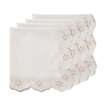 Lace-puuvillaservietti - Offwhite, 4-pack, 45x45 cm - Pick a Poppy