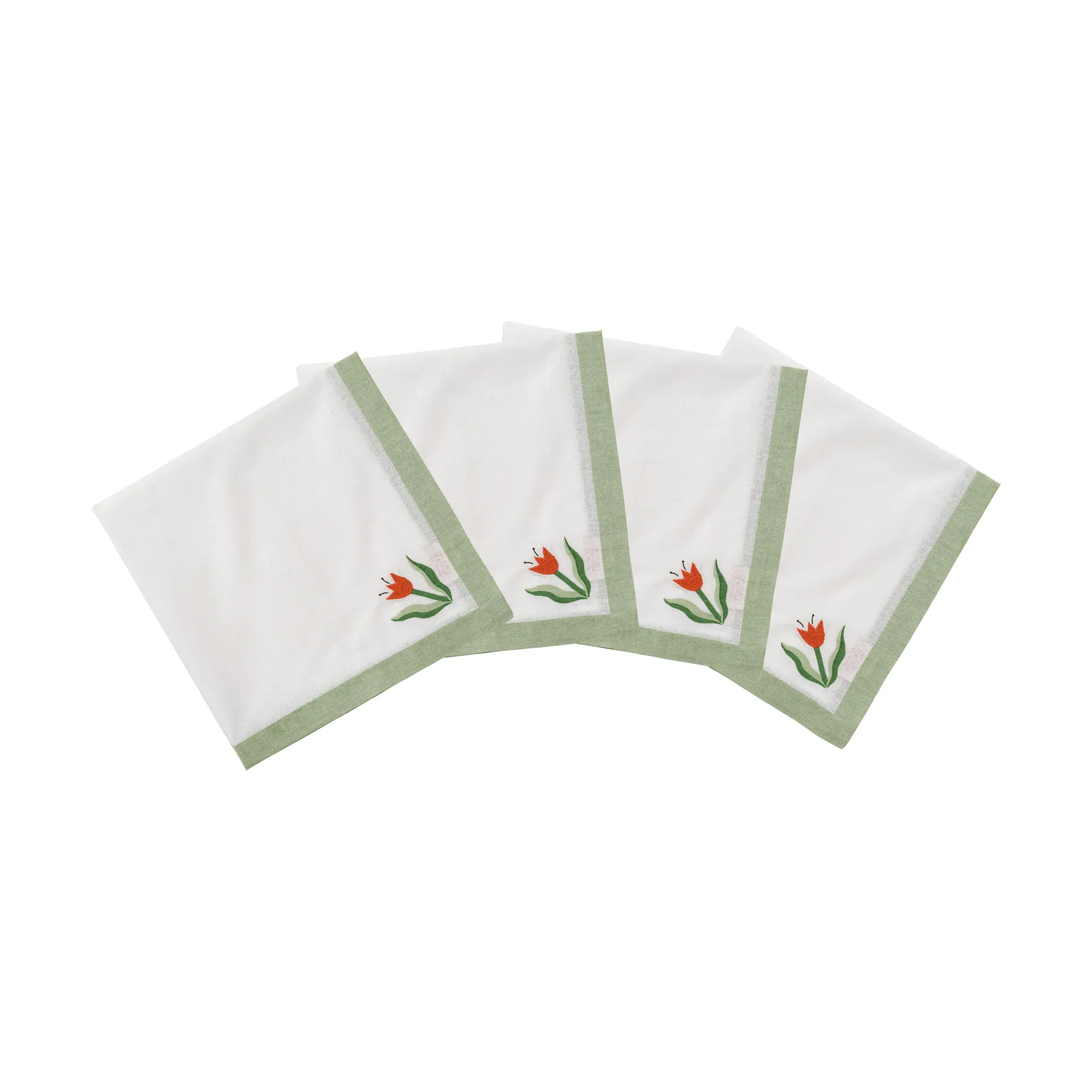 Madelen Möllard Tulip puuvillalautasliina, Vaaleanvihreä, 4-pack, 45x45 cm Pick a Poppy