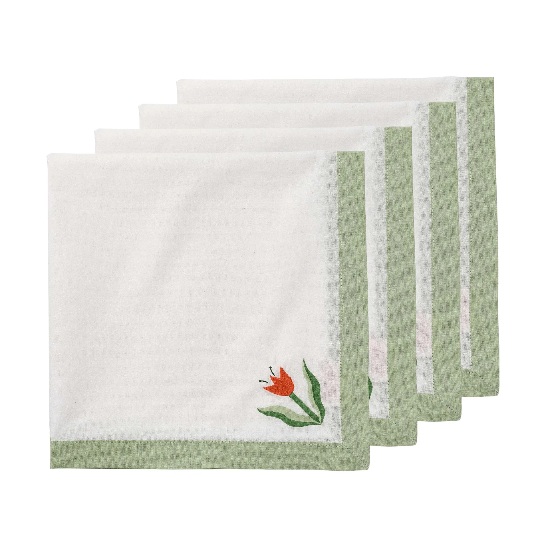 Madelen Möllard Tulip puuvillalautasliina, Vaaleanvihreä, 4-pack, 45x45 cm Pick a Poppy