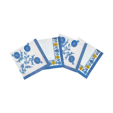 Suzani-puuvillaservetti - Sininen, 4-pack, 45x45 cm - Pick a Poppy