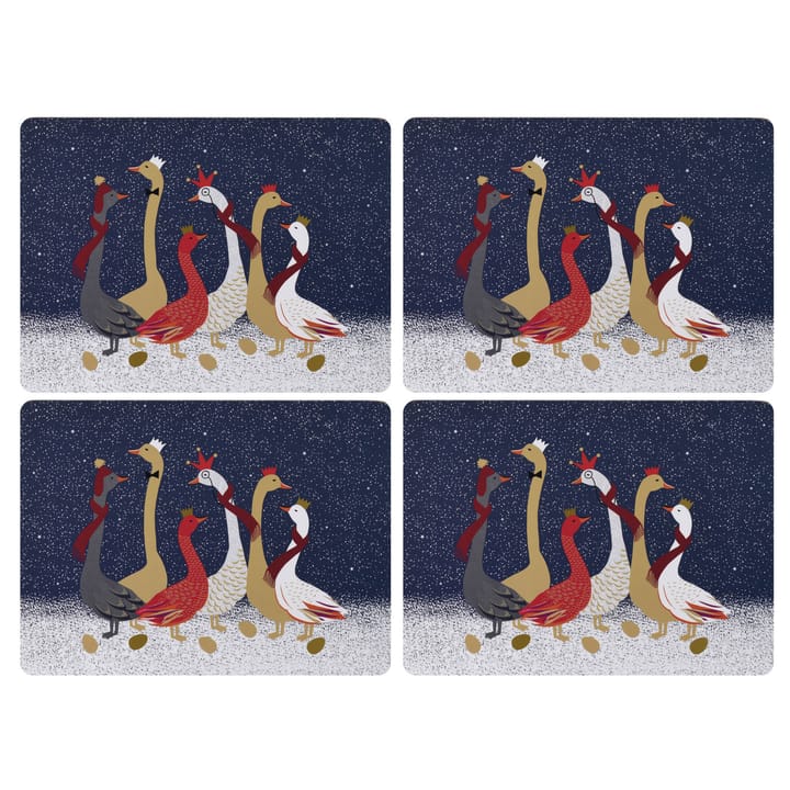 Christmas Geese -lasinalunen, 4-pakkaus - 40 x 30 cm - Pimpernel