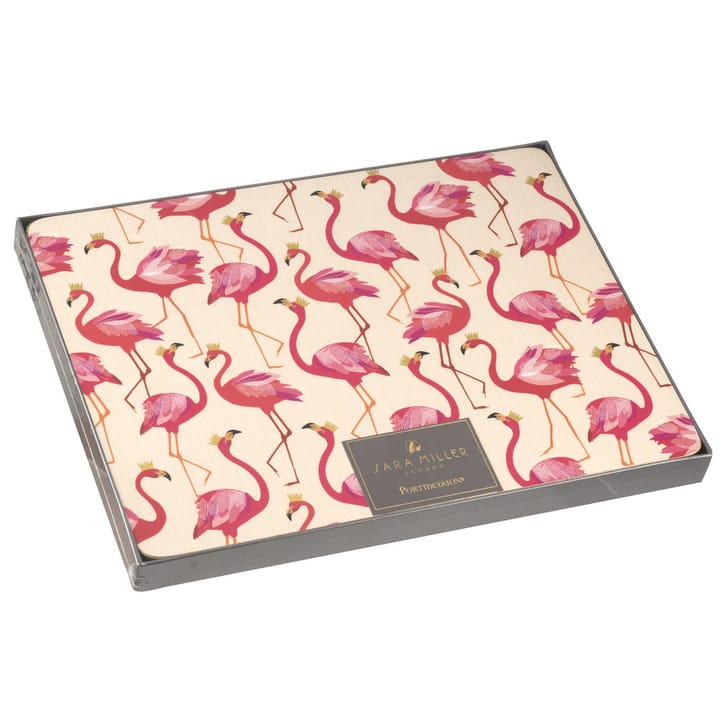 Flamingo-lasinalunen 4 kpl pakkaus - 30x23 cm - Pimpernel