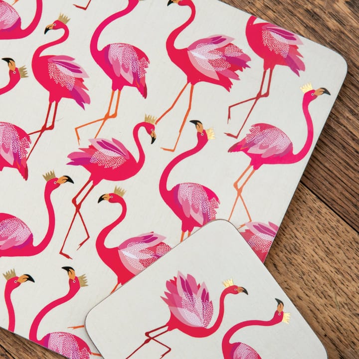 Flamingo-lasinalunen 4 kpl pakkaus - 30x23 cm - Pimpernel