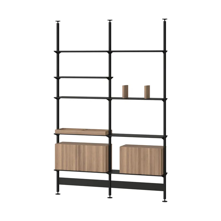 Pira G2 hyllyjärjestelmä F C A Black/Walnut 248–255 cm - Pira