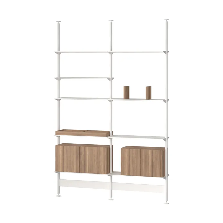 Pira G2 hyllyjärjestelmä F C A White/Walnut 248–255 cm - Pira