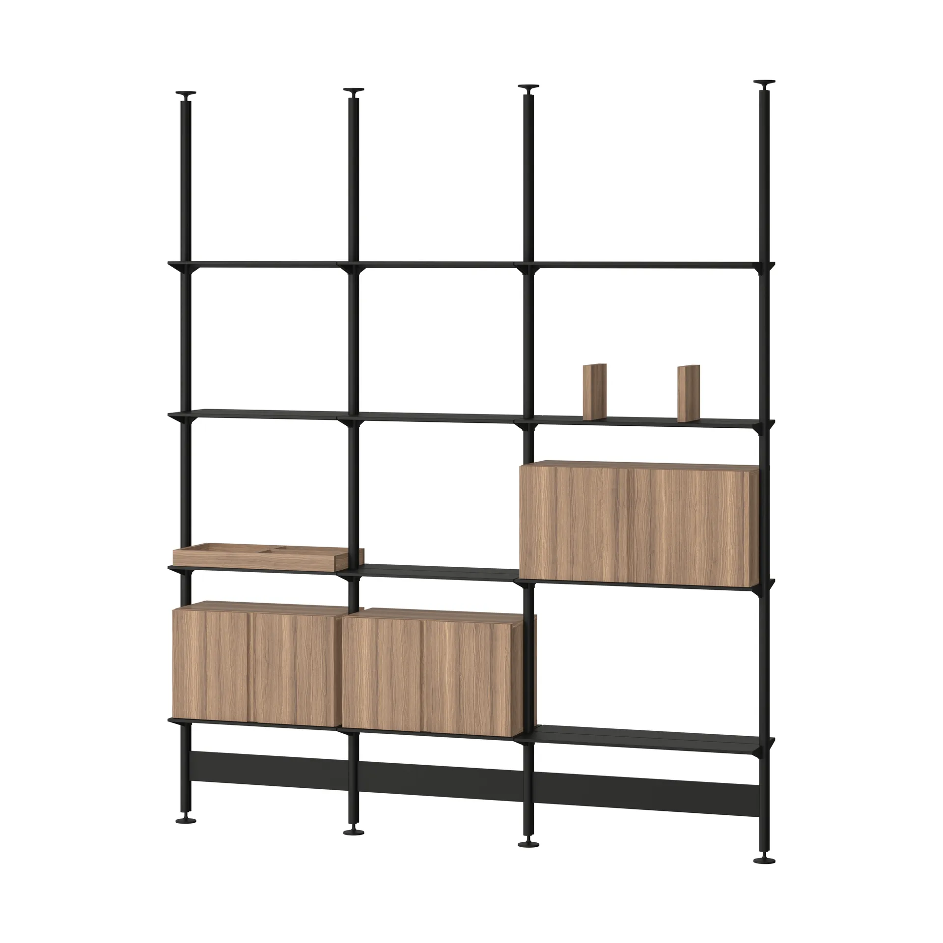 Pira G2 hyllyjärjestelmä F C B Black/Walnut 256–264 cm,  Pira