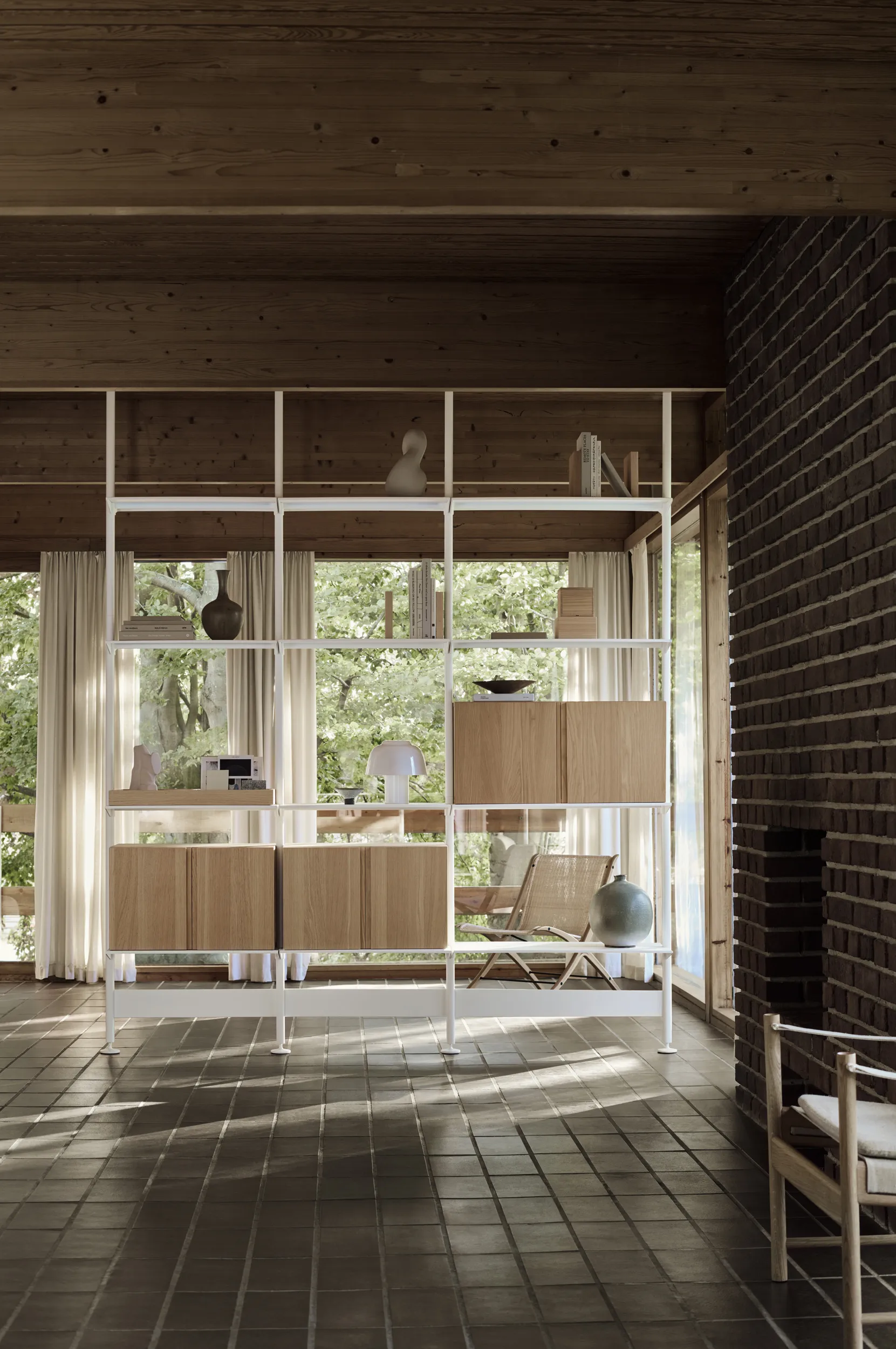 Pira G2 hyllyjärjestelmä F C B White/Oak 248–255 cm,  Pira