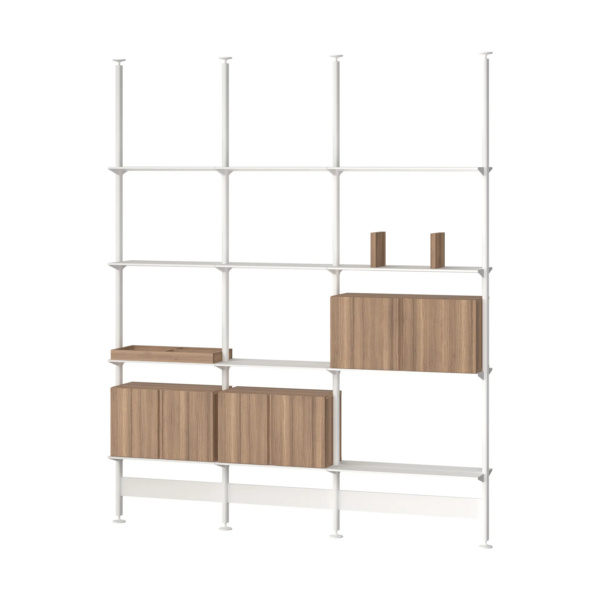 Pira G2 hyllyjärjestelmä F C B White/Walnut 256–264 cm,  Pira