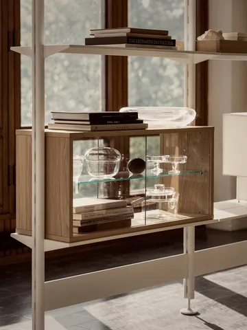 Pira vitriinikaappi - Vaalea tammi kirkas lasi, 90x31 cm, lasiselkä - Pira