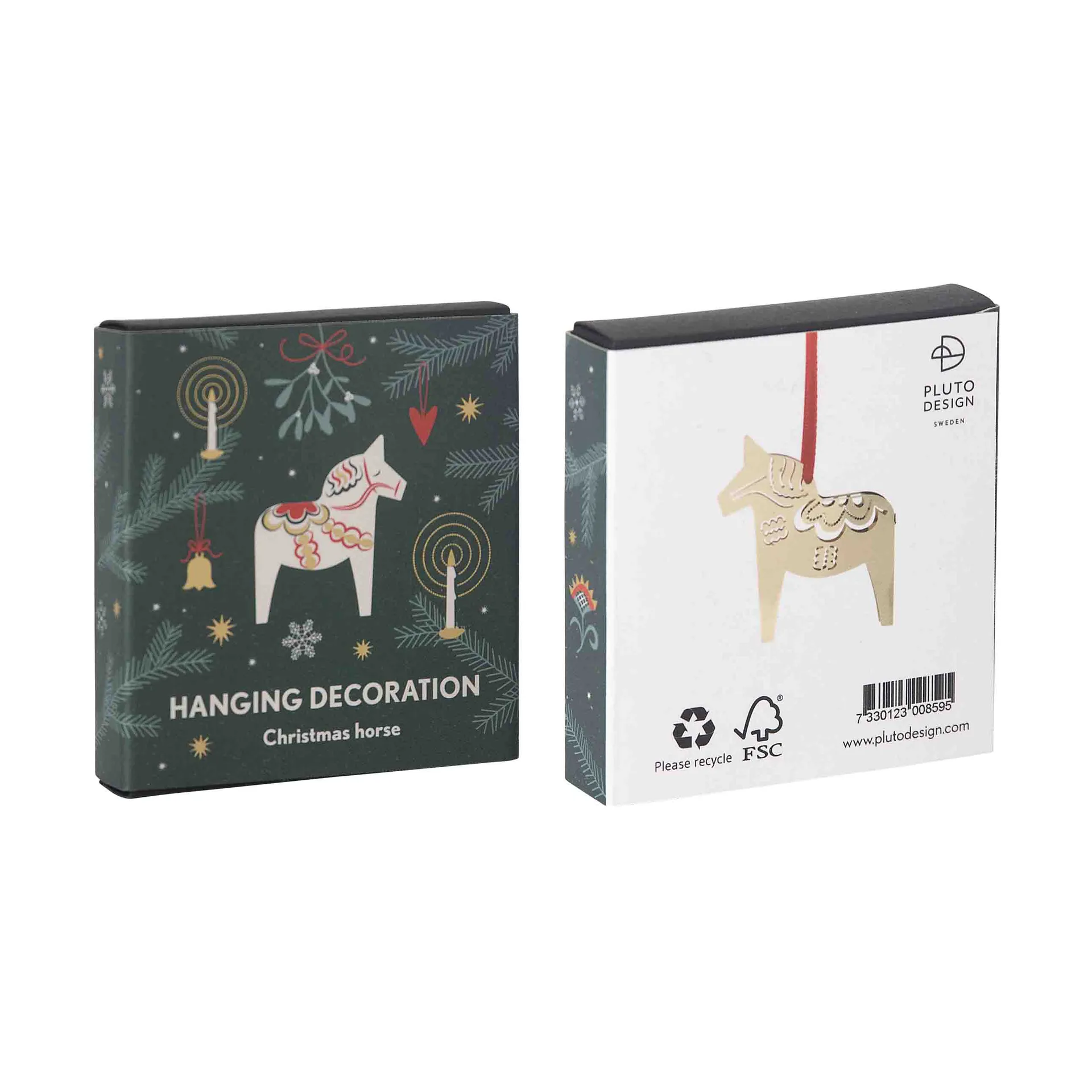 Christmas horse 3D joulukoriste, Kulta Pluto Design