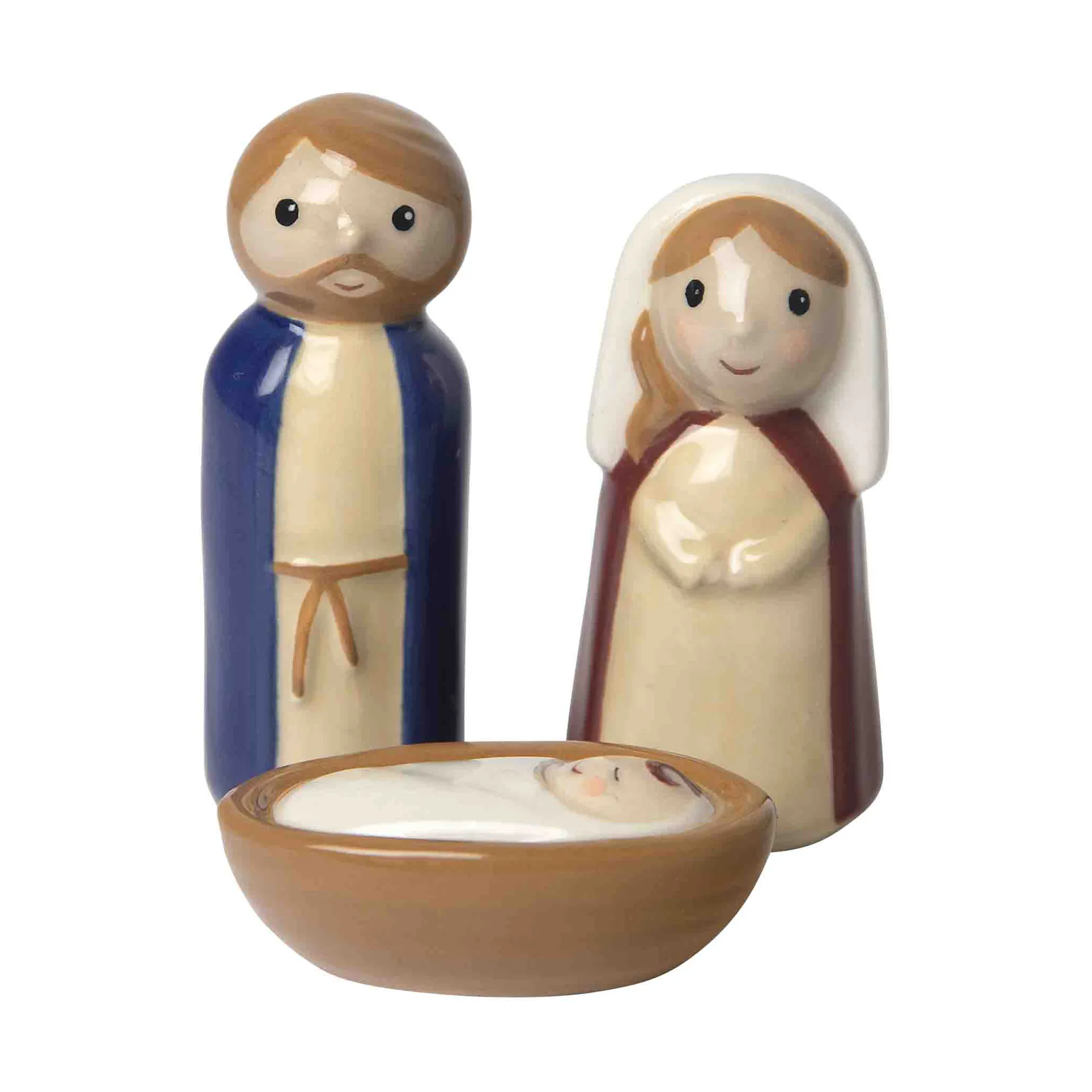 Crib family keramiikkakruppu 3 osaa, Jeesus, Joosef ja Maria Pluto Design