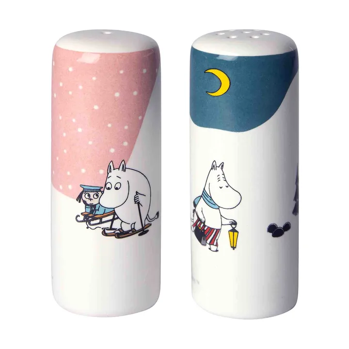 Muumien talvi suola- ja pippurisetti - Rosa-sinivalkoinen - Pluto Design