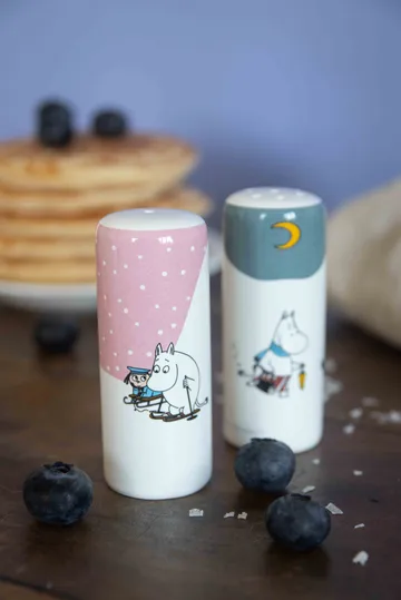 Muumien talvi suola- ja pippurisetti - Rosa-sinivalkoinen - Pluto Design