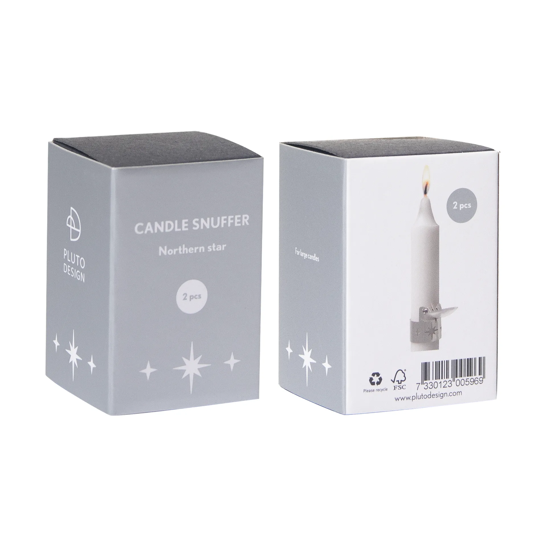 Northern Star kynttilänsammuttaja 2 kpl, Hopea Pluto Design
