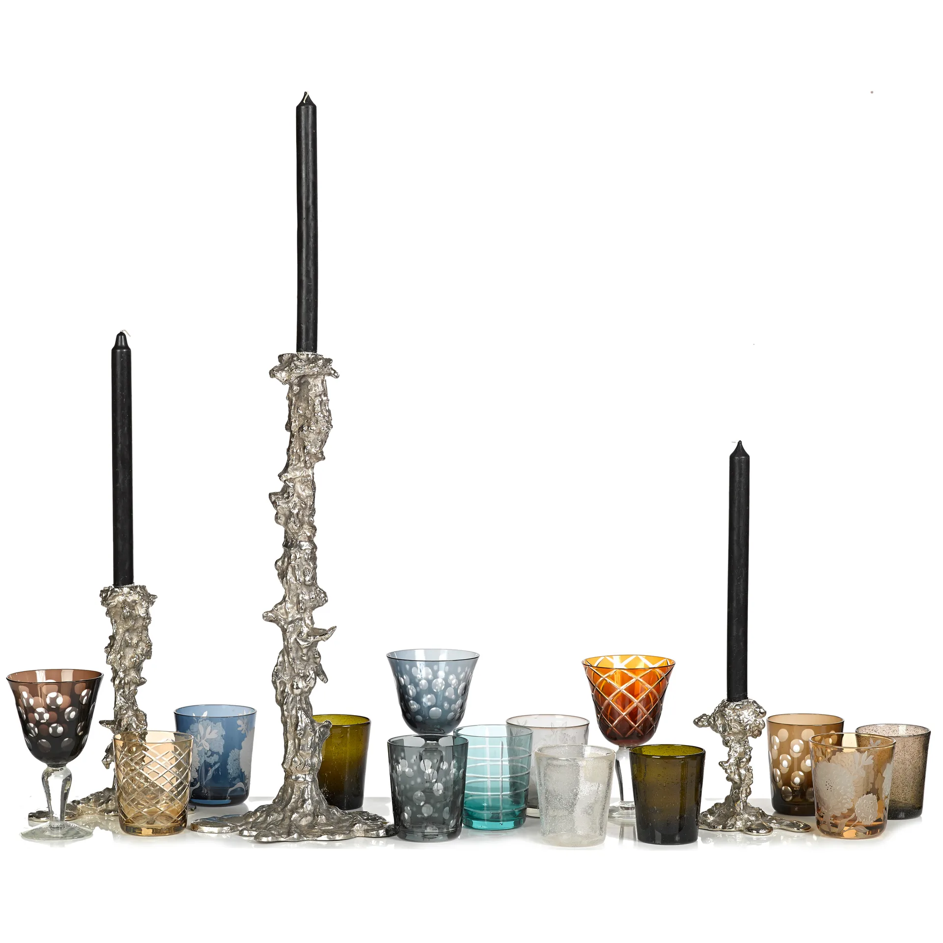 Drip kynttilänjalka L 25 cm, Hopea POLSPOTTEN