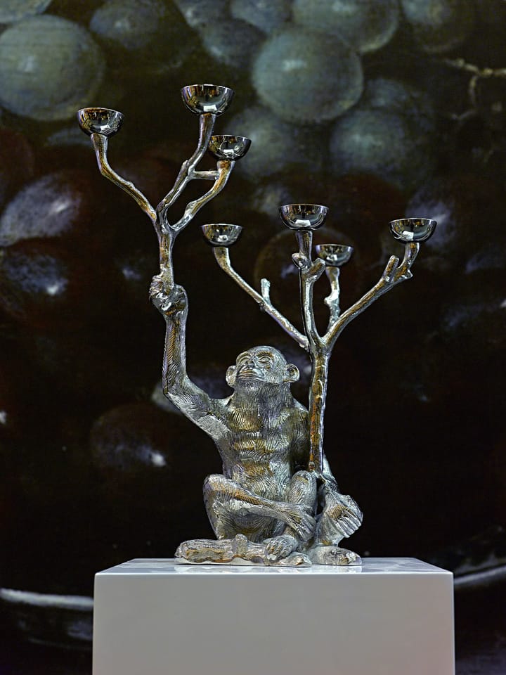 Monkey kynttilänjalka 40 cm - Hopea - POLSPOTTEN